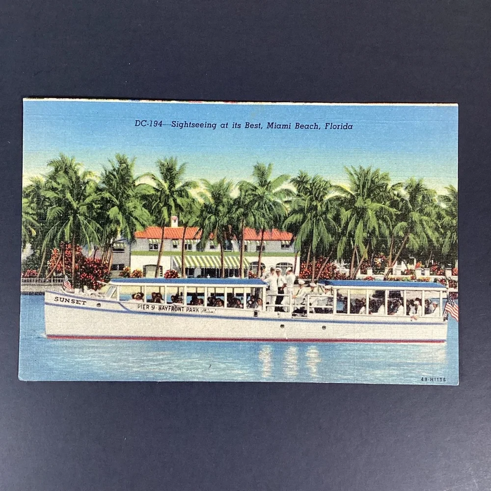 Vtg Florida 1950s Linen Postcard Lot of 7 Keys, Daytona, Miami Beach, Lake Worth